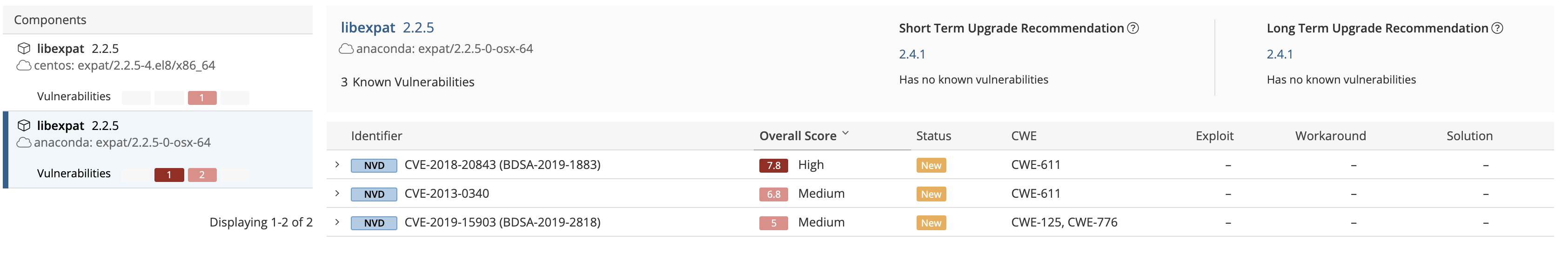 Black Duck HUB: Vulnerabilities are showing a 