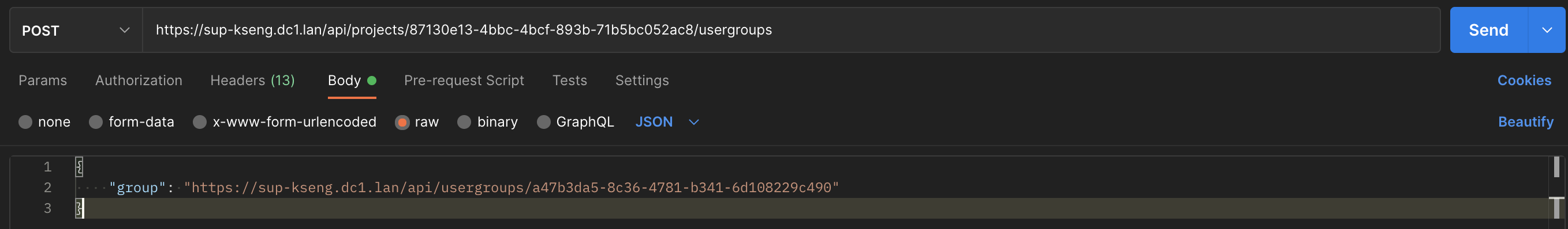 How to Assign a User Group to a Project through API