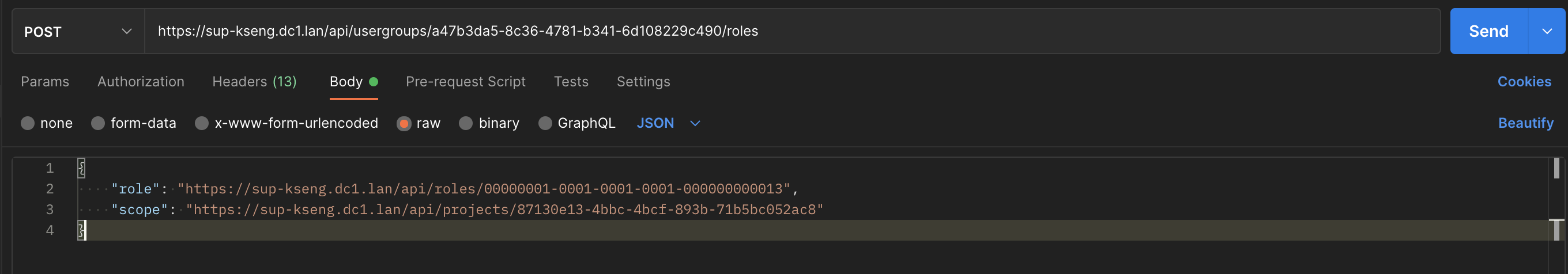 How to Assign a User Group to a Project through API