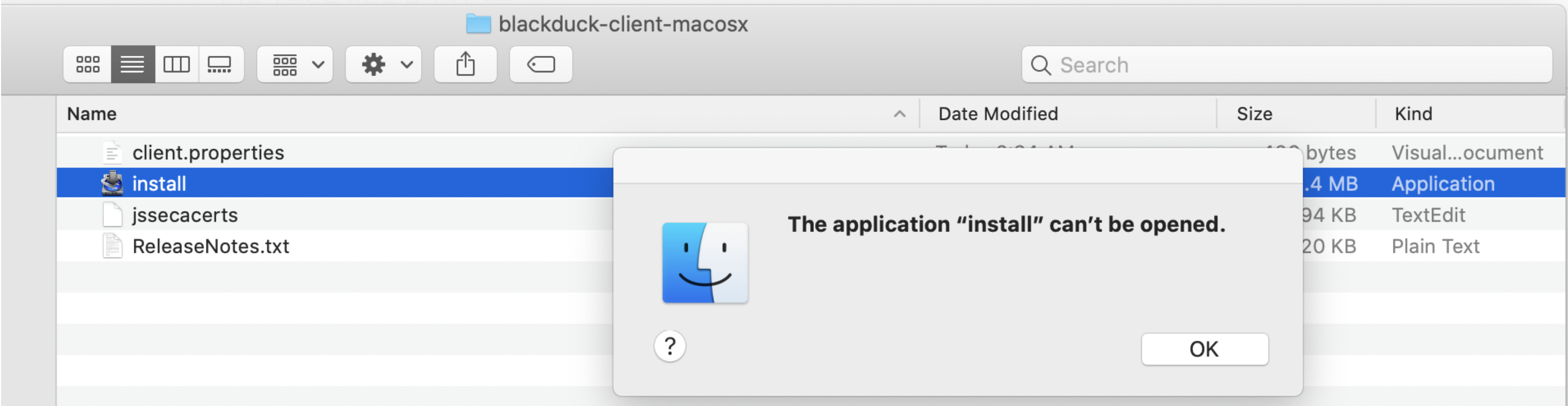 Can not install Protex 7.8.5 Mac client software(blackduckclientmacosx)