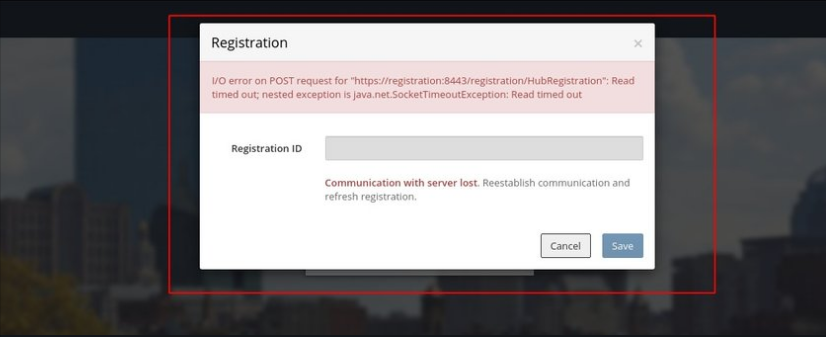 Periodical communication error with registration container for HUB with ...