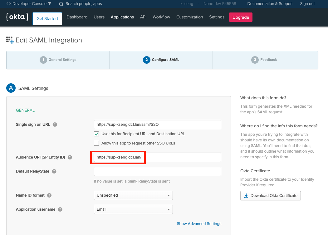 After configuring SSO, logging in returns 