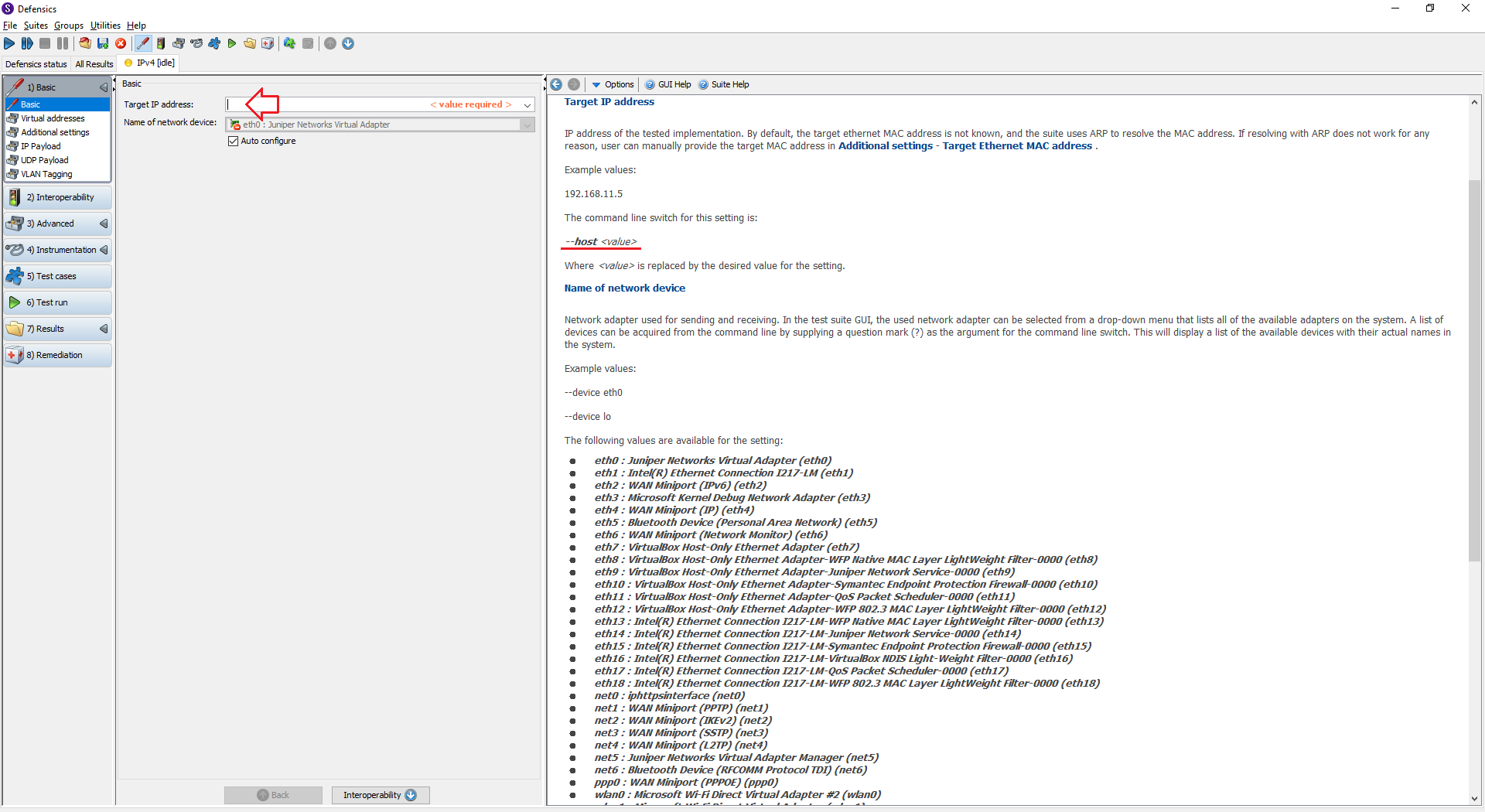 Command line test case parameters