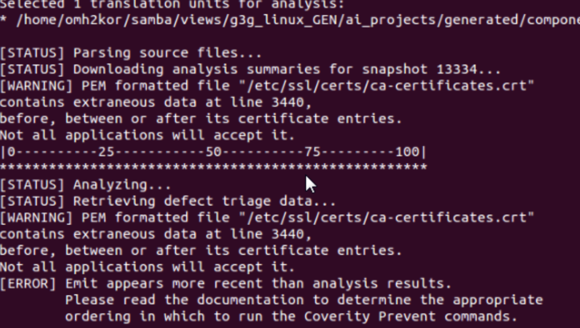 Emit appears more recent than analysis results