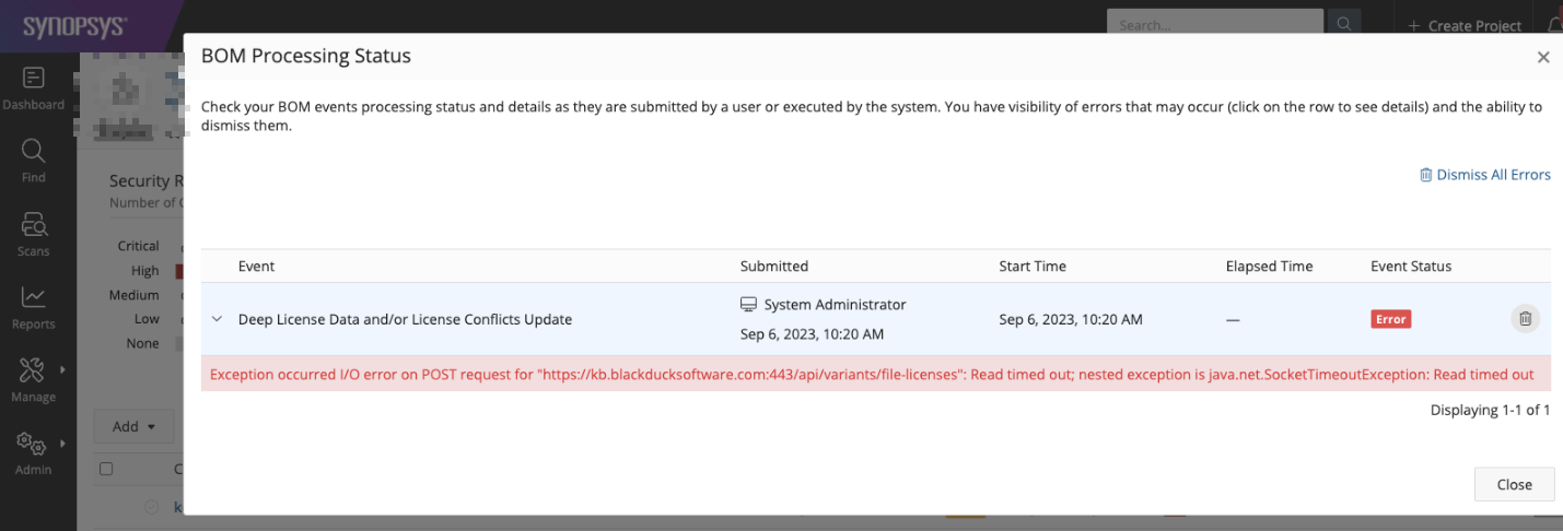 BOM Generation Failed (Error, KB timeout) after opening 