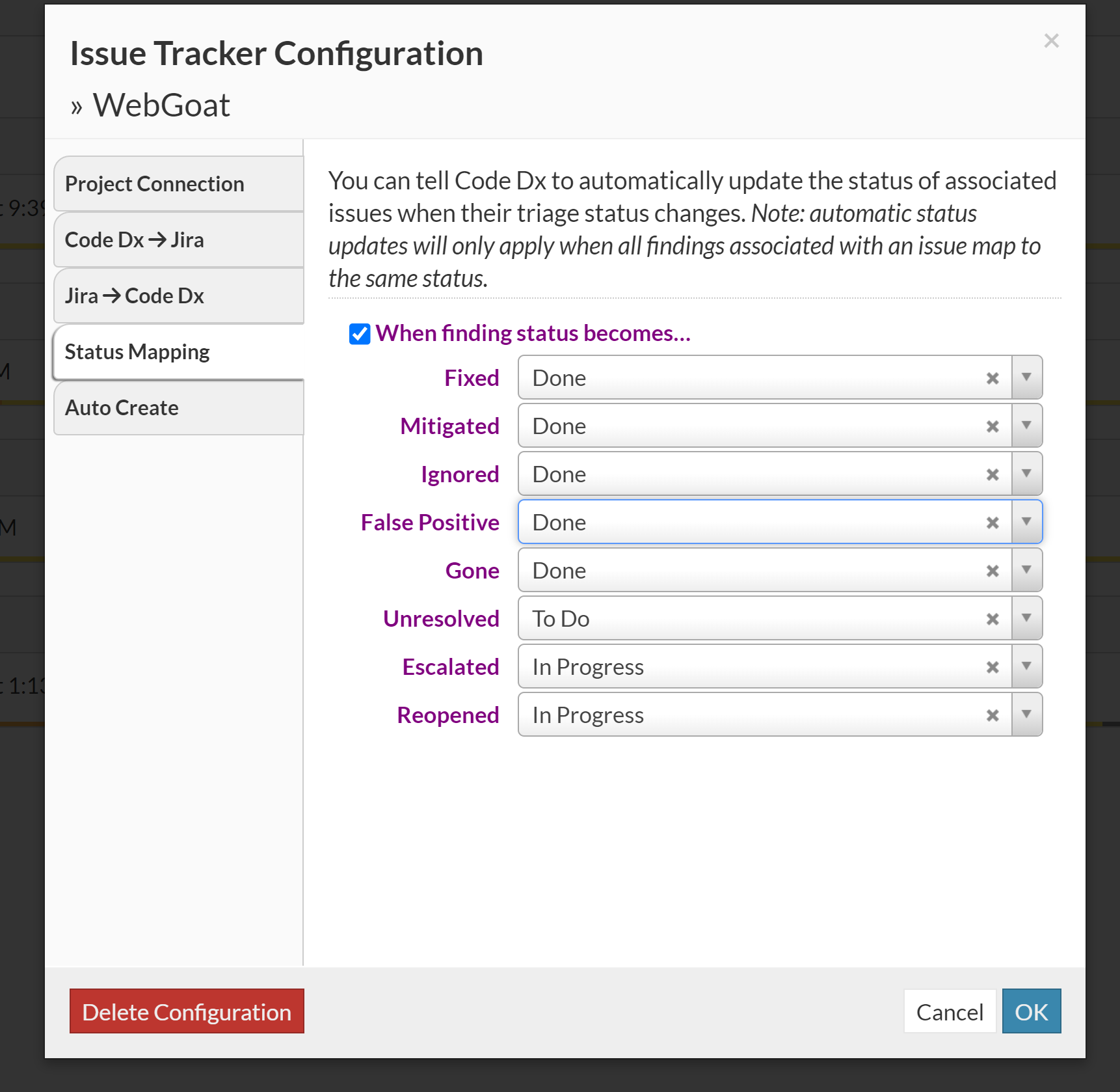 Code Dx Issue Tracker Two Way Sync