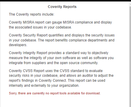 Coverity Reports show 