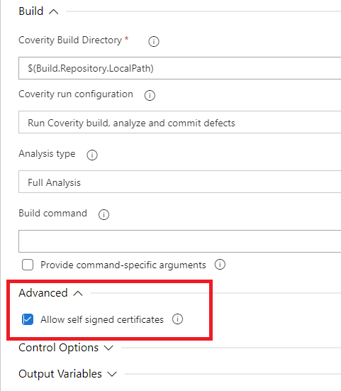 Coverity Azure DevOps Plugin failed with self signed certificate