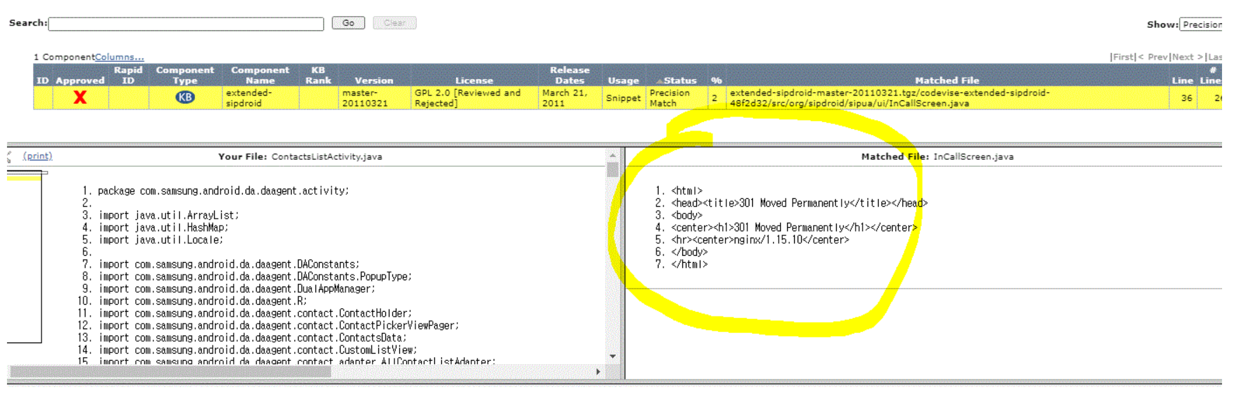 The 'Matched File' source is not visible on the Code Match screen of ...