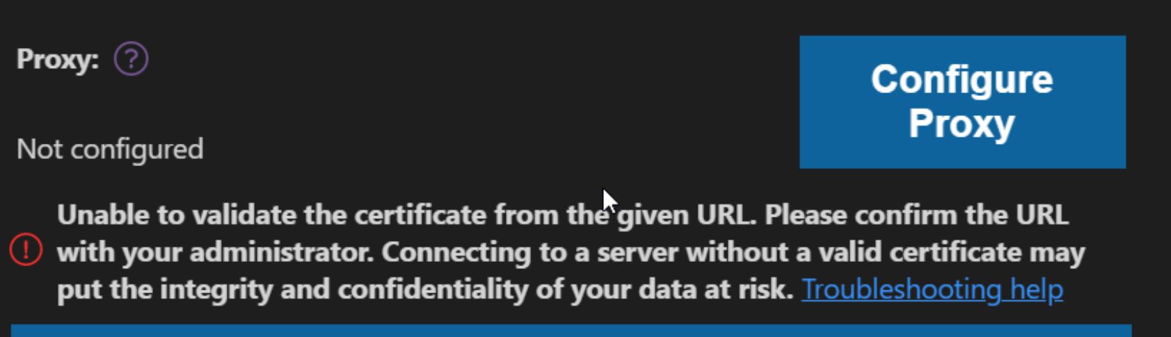 code Sight Certificate Issue in VS code