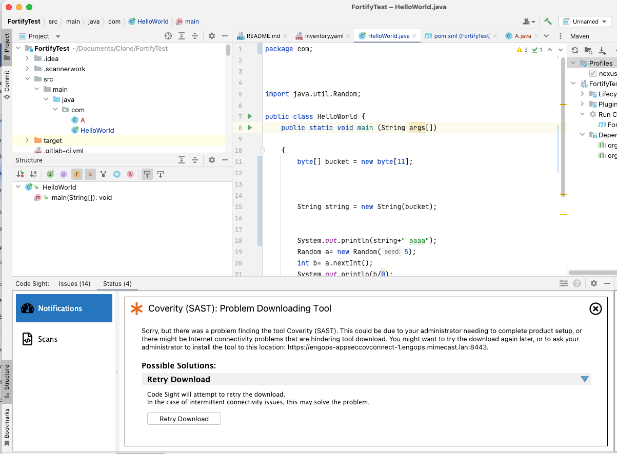 Code sight - Problem downloading tool