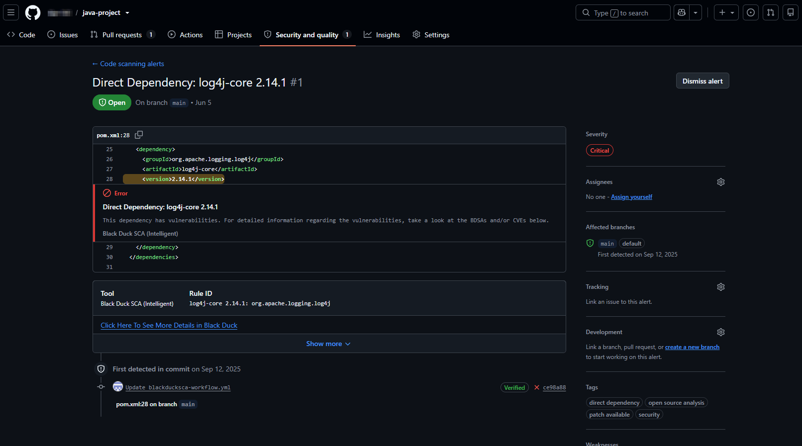 Black Duck SCA: GitHub Integration With Security Scan Tutorial